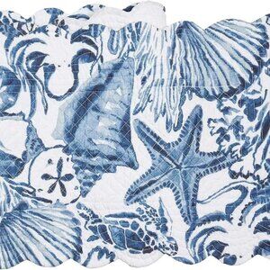 C&F Home Bridgewater Blue Starfish Seashell Coastal Beach Table Runner-14"x51"